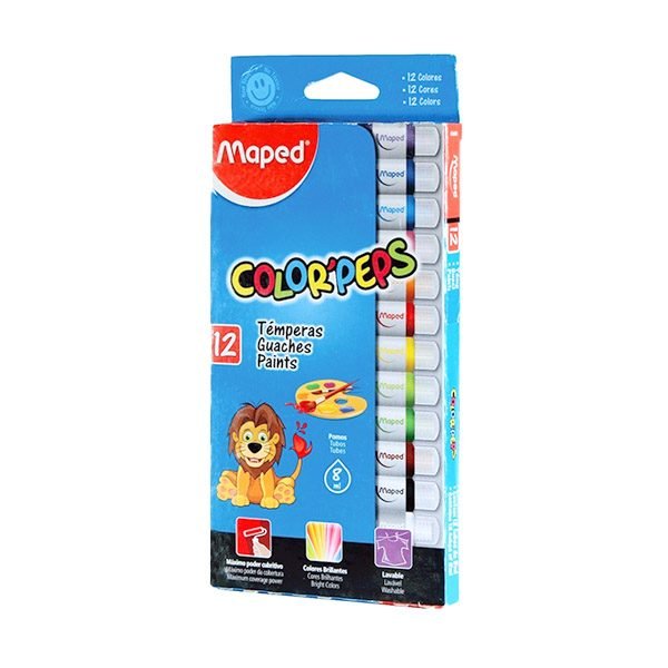 TEMPERA MAPED 8CC 12 UNID.COLORES SURTIDOS