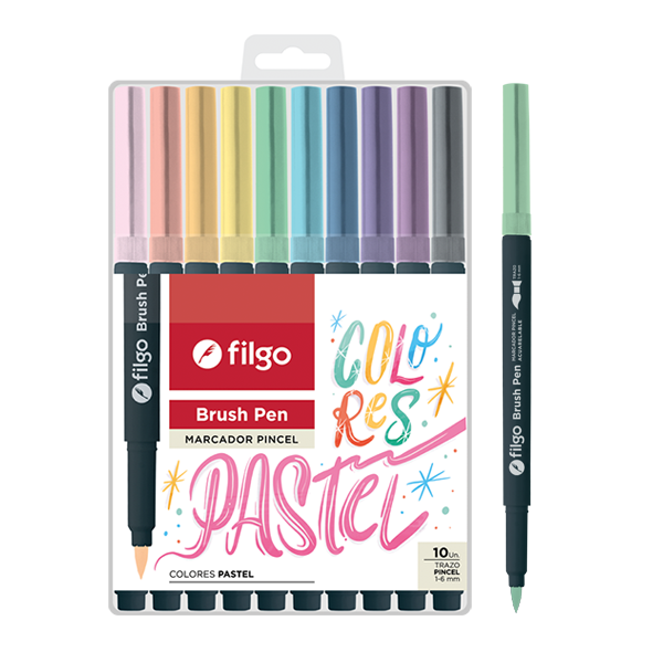 MARC.FILGO PINCEL BRUSH PEN COLORES PASTEL 10 UNID