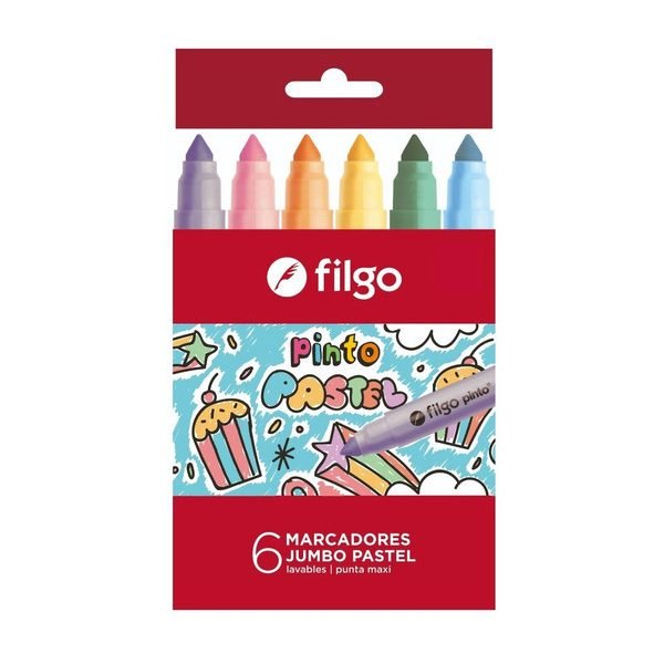 MARC.FILGO JUMBO ESCOLAR X 6 LARGO PASTEL CMJ-E6-PAS