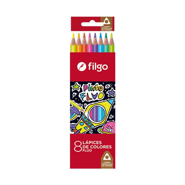 LAPIZ FILGO PINTO COLOR LARGO 8 UNID FLUO