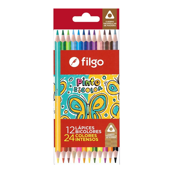 LAPIZ FILGO PINTO COLOR LARGO 12 UNID BICOLOR