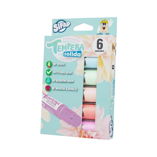 TEMPERA SIFAP SOLIDA PASTEL X 6 UNID