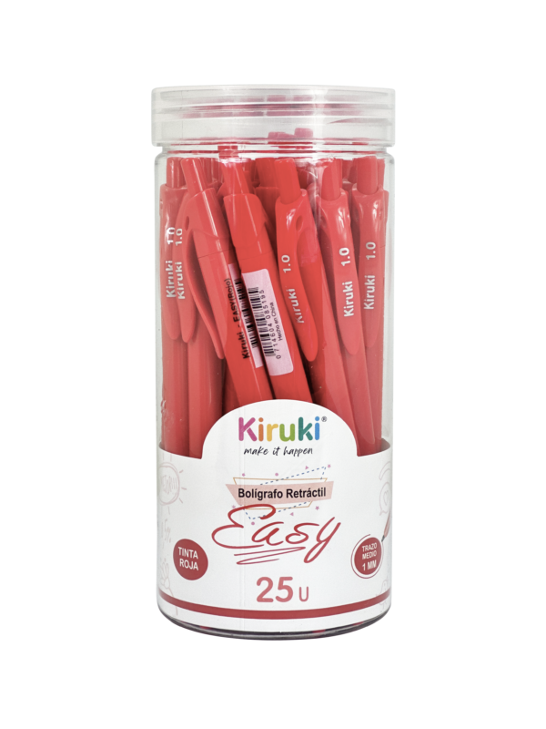 BOLIGRAFO KIRUKI EASY 1MM X 25 UN. ROJO